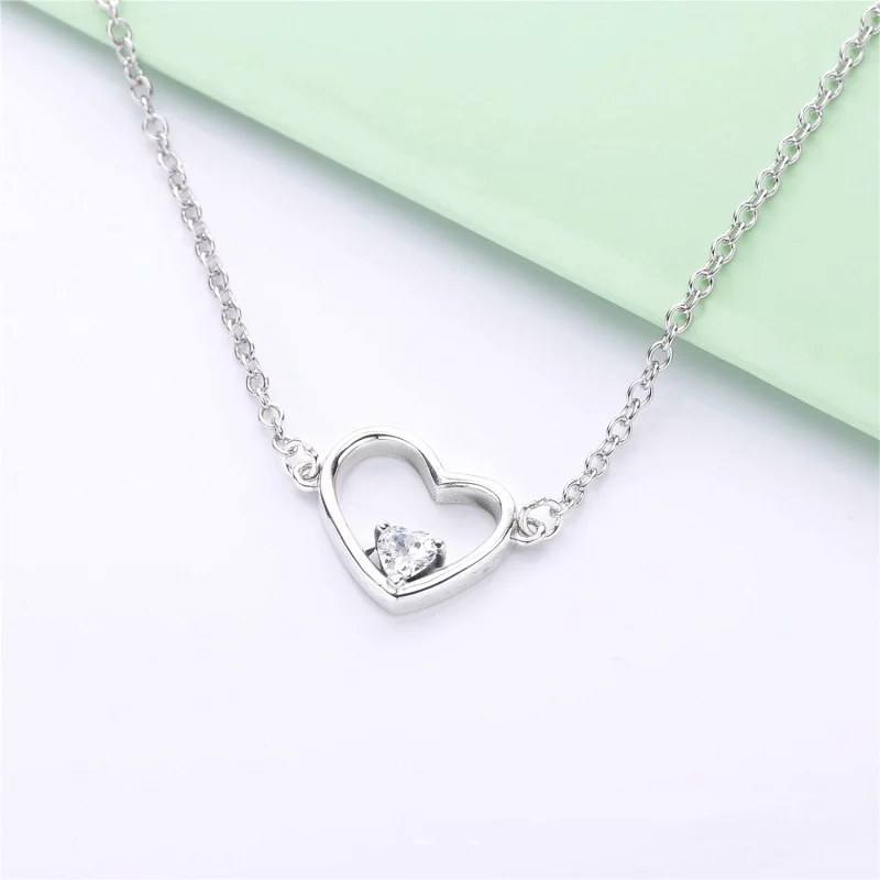 (תמונה ל-) שרשרת כסף לב האהבה הא-סימטרי - PANDORA - 397797CZ - הצג 2