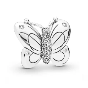 (תמונה ל-) קליפס כסף פרפר מקושט - 797880CZ - צ'ארמס PANDORA
