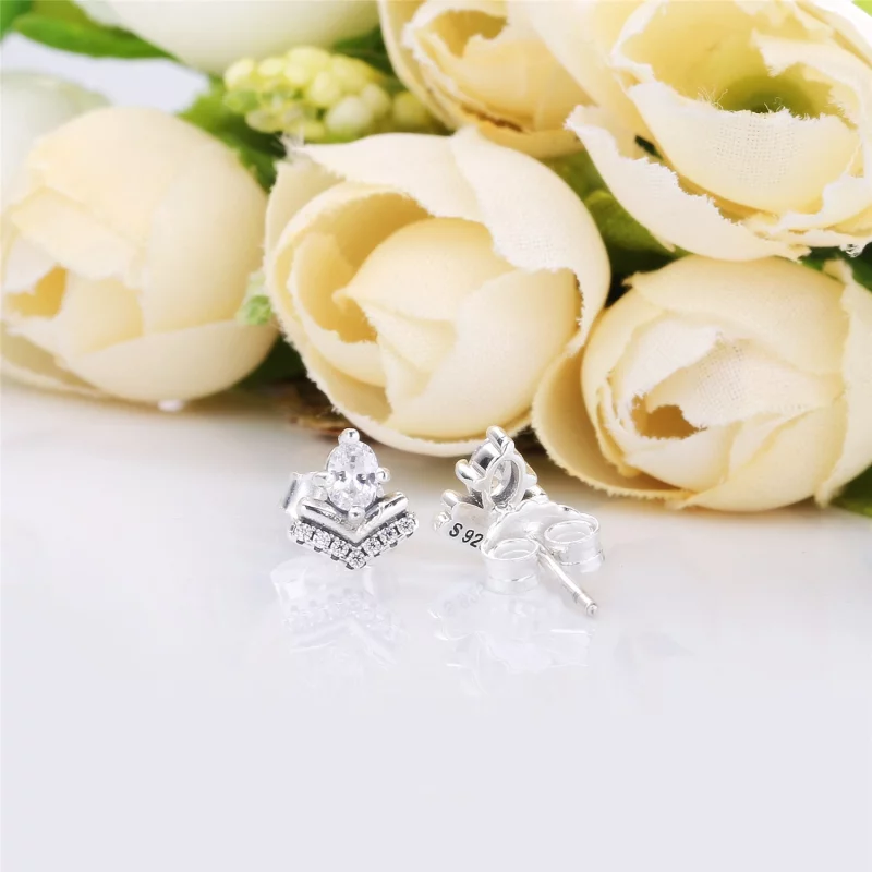 (תמונה ל-) עגילי כסף צמודים משאלה קלאסית - 297787CZ - PANDORA - הצג 4