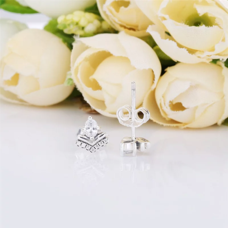 (תמונה ל-) עגילי כסף צמודים משאלה קלאסית - 297787CZ - PANDORA - הצג 5