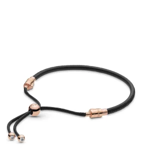 (תמונה ל-) צמיד עור מומנטס שחור, סוגר גמיש - PANDORA - 588059CBK