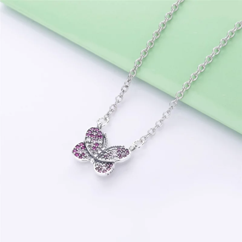 (תמונה ל-) שרשרת כסף פרפר ורוד מסנוור - PANDORA - 397931NCCMX-50 - הצג 2