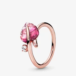 (תמונה ל-) פנדורה טבעת Pink Murano Glass Leaf - 188319PMU