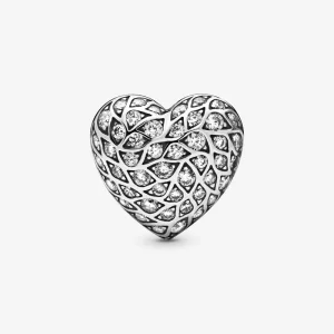 (תמונה ל-) פנדורה עגילי Sparkling Pattern Heart Single - 298568C01