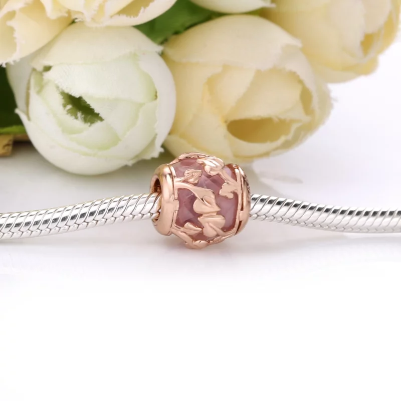 (תמונה ל-) פנדורה צ'ארמ Pink Decorative Leaves - 788238SSP - הצג 4