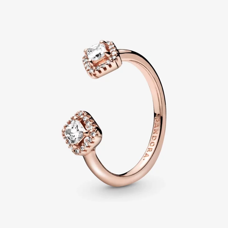 (תמונה ל-) PANDORA רוז גולד טבעת פתוחה נוצצת מרובעת - 188506C01