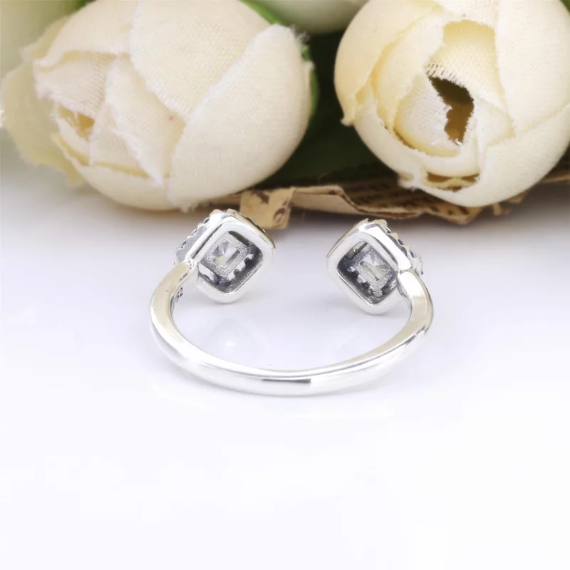 (תמונה ל-) PANDORA טבעת פתוחה עם נצנצים מרובעים - 198506C01 - הצג 3
