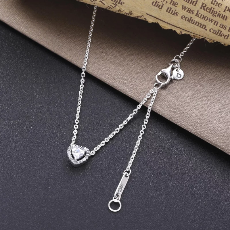 (תמונה ל-) פנדורה שרשרת Pandora Elevated Heart, Clear CZ 398425C01-45 - הצג 3