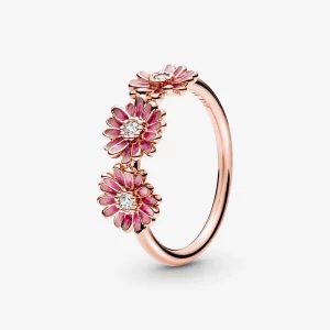 (תמונה ל-) פנדורה טבעת Pink Daisy Flower Trio - 188792C01