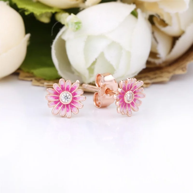 (תמונה ל-) פנדורה עגילי Pink Daisy Flower - 288773C01 - הצג 2