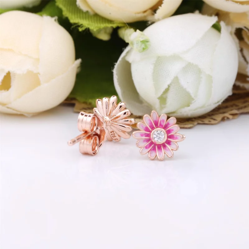 (תמונה ל-) פנדורה עגילי Pink Daisy Flower - 288773C01 - הצג 3