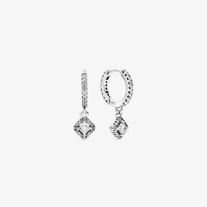 (תמונה ל-) פנדורה עגילי חישוק Square Sparkle - 298503C01
