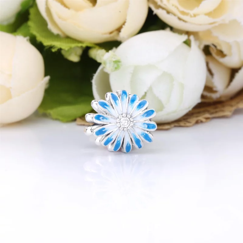 (תמונה ל-) פנדורה צ'ארמ Blue Daisy Flower - 798775C01 - הצג 3