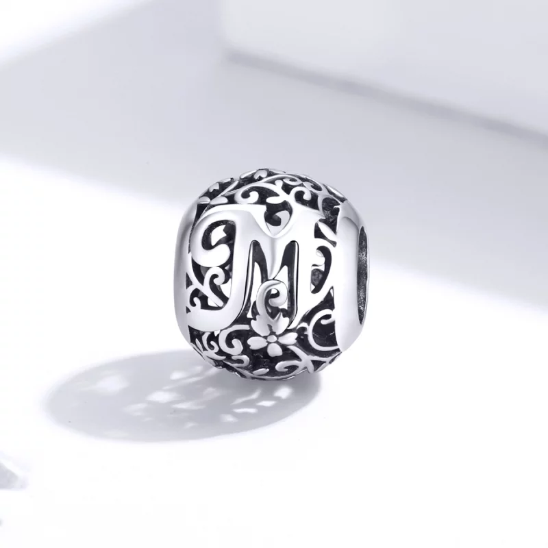 (תמונה ל-) פנדורה סטייל צ'ארמ כסף אות פרח M - SCC1444-M - הצג 2