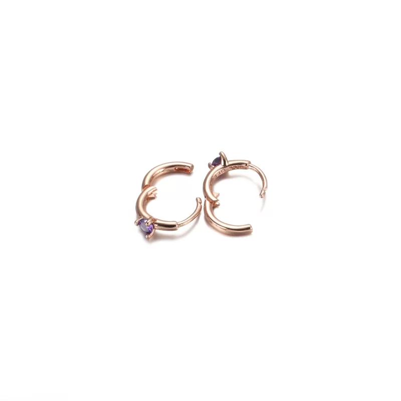 (תמונה ל-) עגילי חישוק Huggie סוליטר בכחול בהיר - 289304C02 - הצג 9