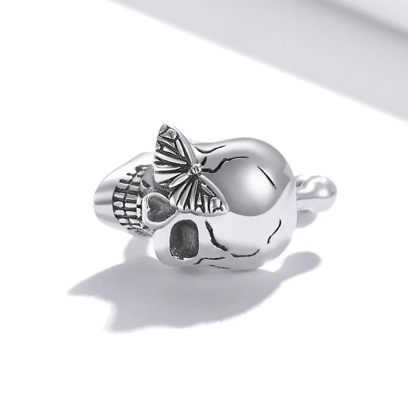 (תמונה ל-) פנדורה סטייל קליפ אוזן כסף שלדים ופרפרים - SCE1178 - הצג 4