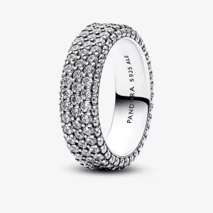 (תמונה ל-) טבעת פנדורה Timeless Pavé בעלת שלוש שורות - 192634C01