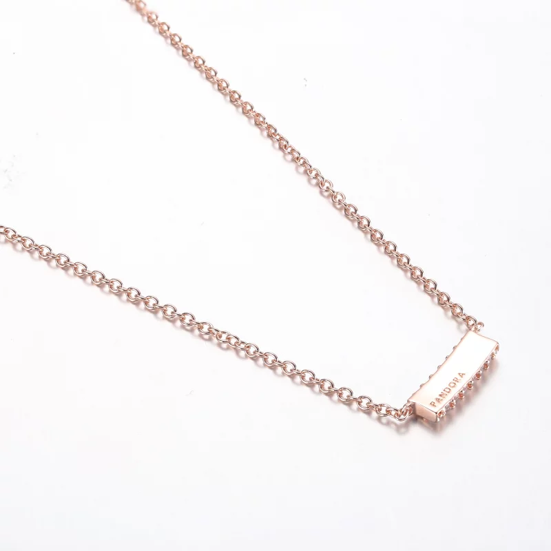 (תמונה ל-) שרשרת פנדורה Timeless Pavé Double-row Bar Collier - 382621C01-45 - הצג 3
