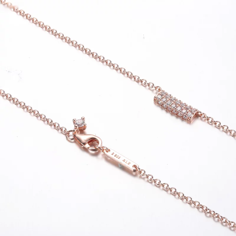 (תמונה ל-) שרשרת פנדורה Timeless Pavé Double-row Bar Collier - 382621C01-45 - הצג 5