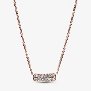 (תמונה ל-) שרשרת פנדורה Timeless Pavé Double-row Bar Collier - 382621C01-45