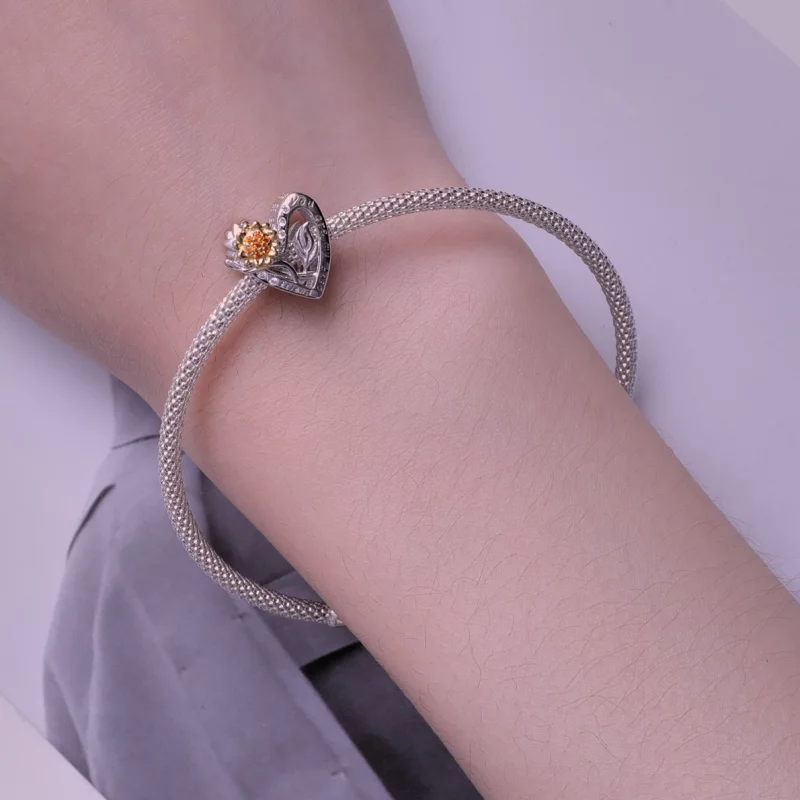 (תמונה ל-) תכשיט בסגנון פנדורה עם תליון חמניה - BSC839 - הצג 6