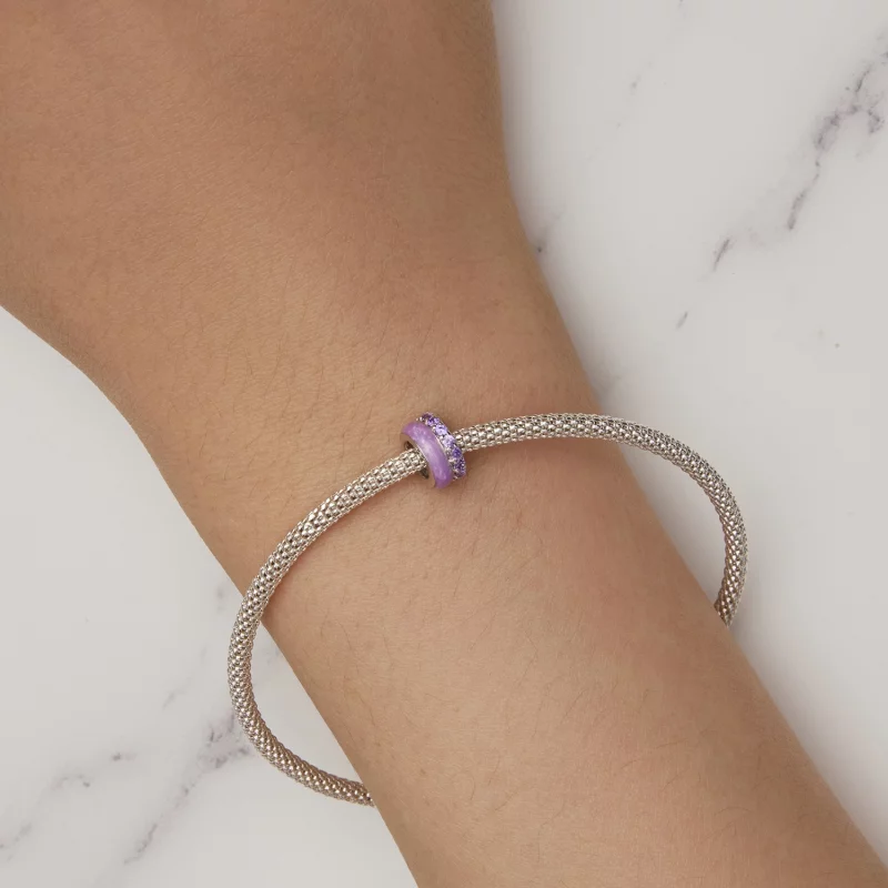 (תמונה ל-) פנדורה סגנון ספייסר סיליקון כפול סגול - BSC883-VT - הצג 7