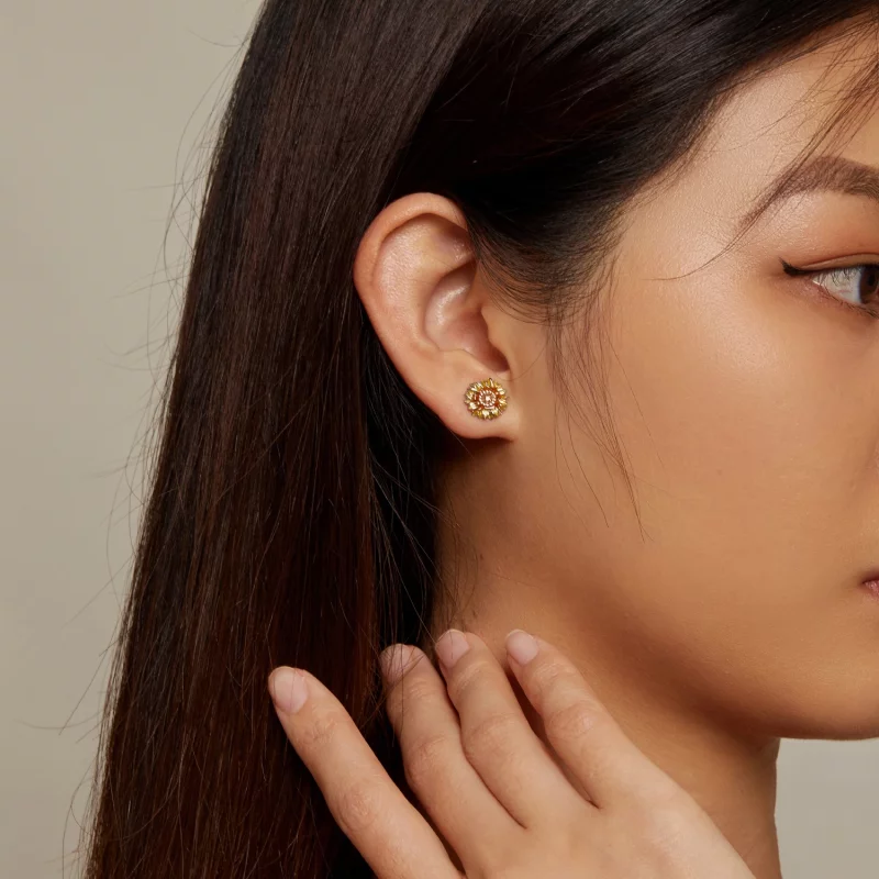(תמונה ל-) סטודים פרח השמש בסגנון פנדורה - BSE867 - הצג 5