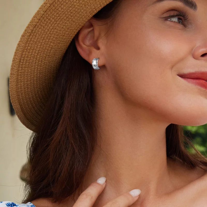 (תמונה ל-) פנדורה סגנון הברק כוכבים ברגיל עגילים - BSE884 - הצג 5