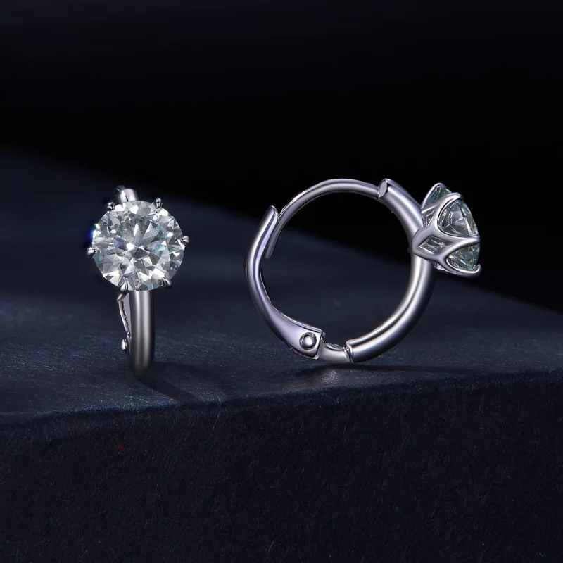 (תמונה ל-) פנדורה סגנון עגילי חישוק Moissanite במשקל של 1 קראט (תעודה אחת) - MSE037 - הצג 2