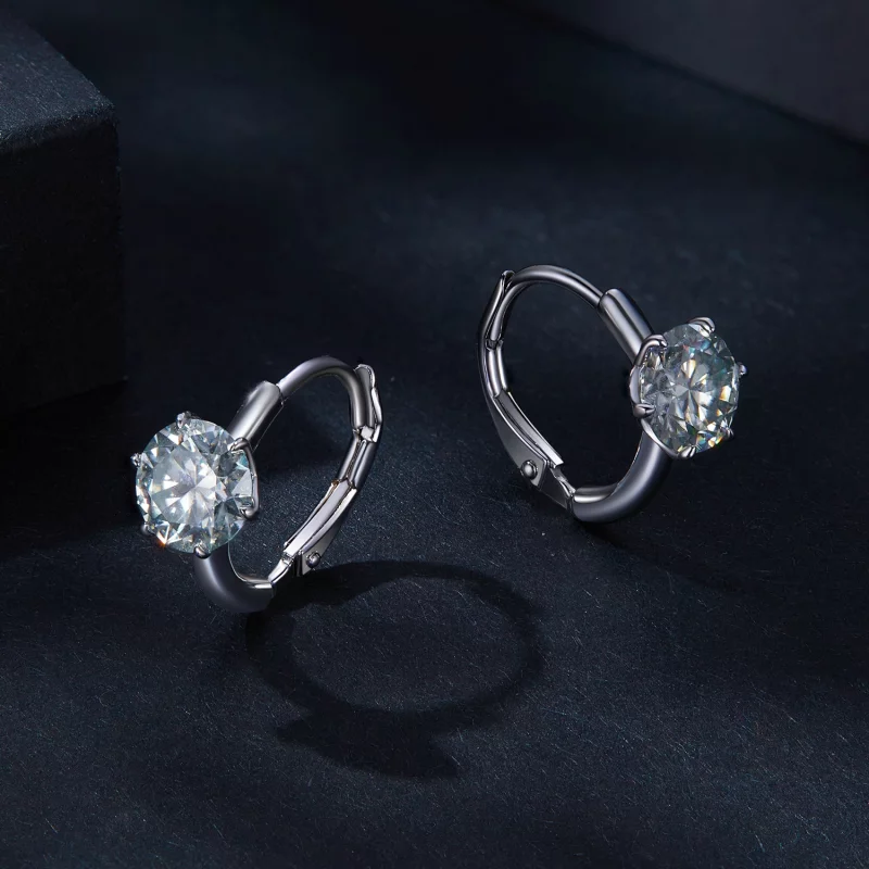 (תמונה ל-) פנדורה סגנון עגילי חישוק Moissanite במשקל של 1 קראט (תעודה אחת) - MSE037 - הצג 3