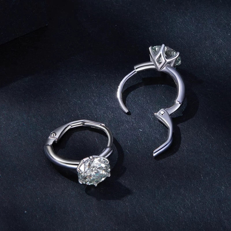 (תמונה ל-) פנדורה סגנון עגילי חישוק Moissanite במשקל של 1 קראט (תעודה אחת) - MSE037 - הצג 4