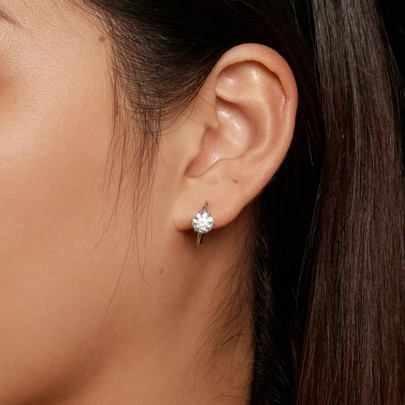 (תמונה ל-) פנדורה סגנון עגילי חישוק Moissanite במשקל של 1 קראט (תעודה אחת) - MSE037 - הצג 5