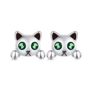 (תמונה ל-) פנדורה סגנון חתול Glow-In-The-Dark חישוקי עגילים - SCE1643