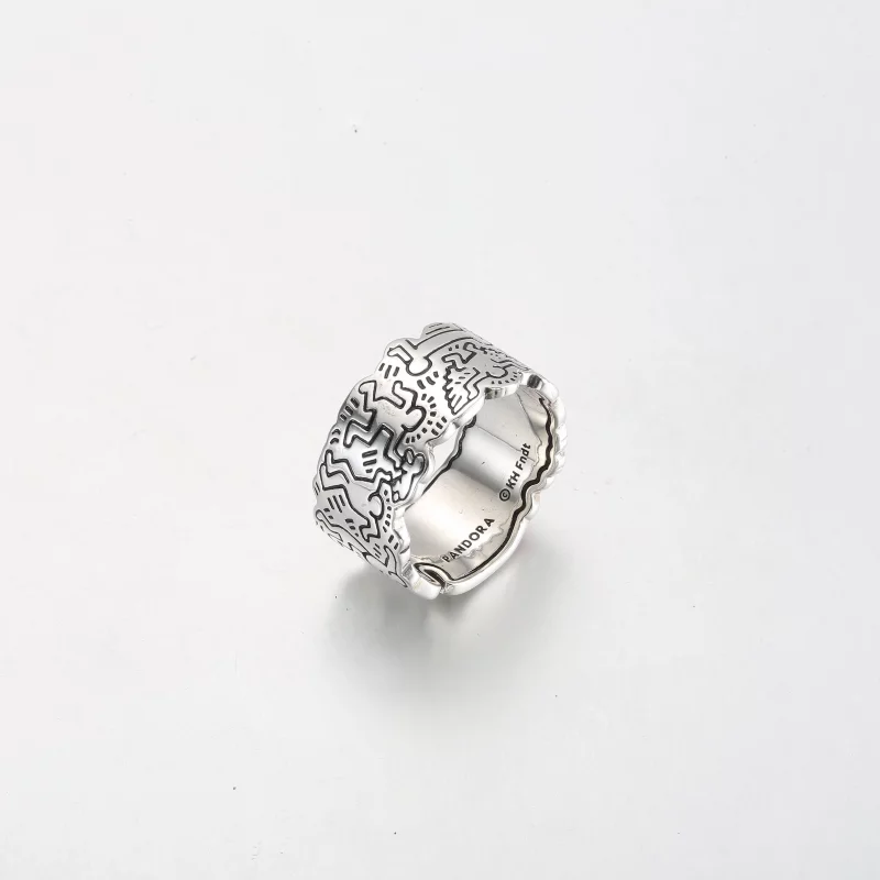 (תמונה ל-) Keith Haring™ x Pandora Line Art טבעת רחבה לאהבה ואנשים - 192222C01 - הצג 3