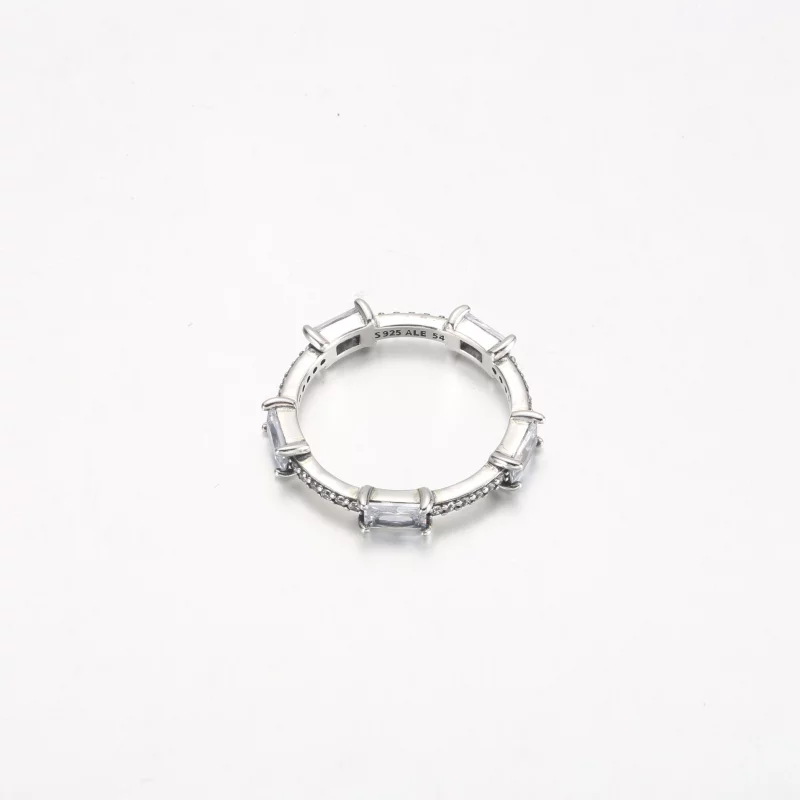 (תמונה ל-) סורגים מלבניים נוצצים טבעת Pavé - 192397C01 - הצג 3