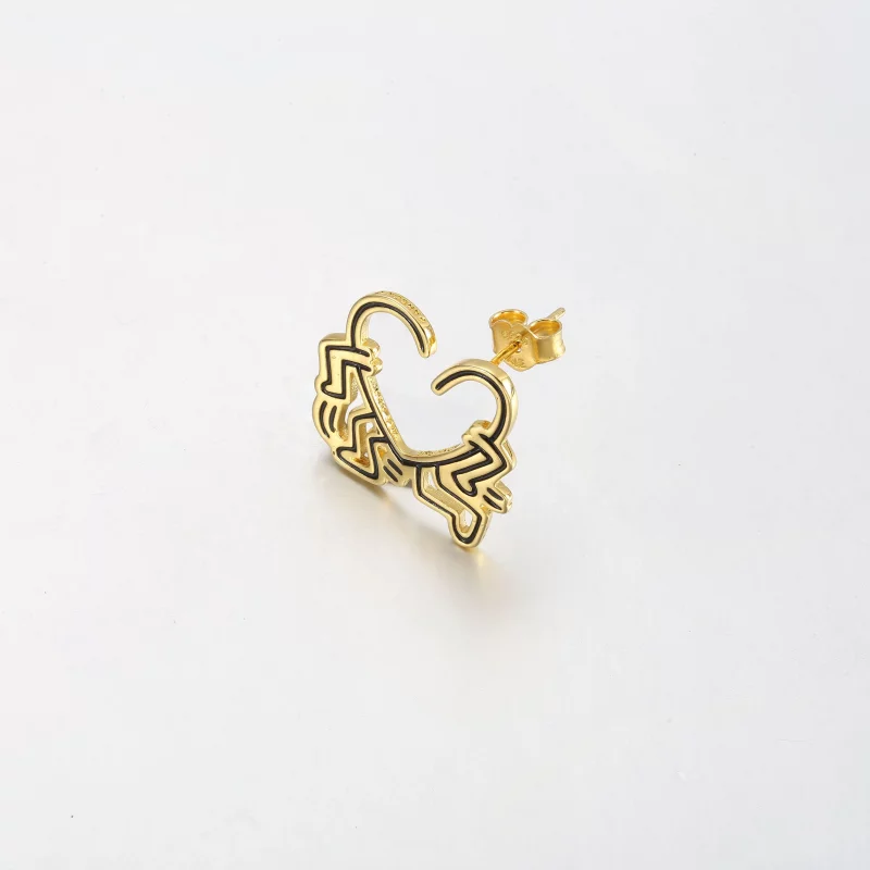 (תמונה ל-) Keith Haring™ x Pandora Walking Heart Stud עגיל - 262221C01 - הצג 2