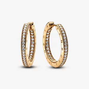 (תמונה ל-) Pandora Signature Logo & Pavé Hoop עגילי - 262738C01