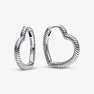 (תמונה ל-) Pandora Moments Heart Charm Hoop עגילי - 292236C00