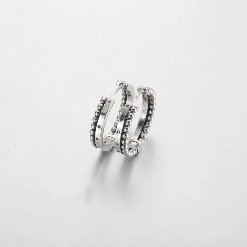 (תמונה ל-) Pandora Signature Logo & Beads Hoop עגילי - 292310C00 - הצג 2