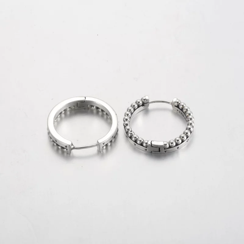 (תמונה ל-) Pandora Signature Logo & Beads Hoop עגילי - 292310C00 - הצג 5