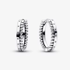 (תמונה ל-) Pandora Signature Logo & Beads Hoop עגילי - 292310C00