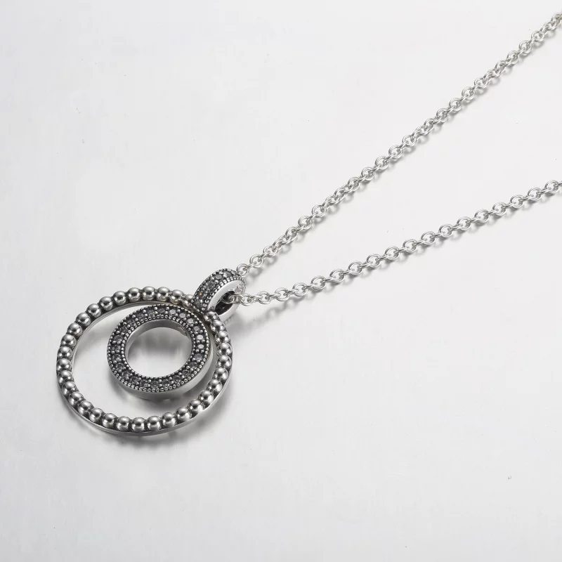 (תמונה ל-) Pandora Signature Pavé & Beads תליון ושרשרת - 392308C01 - הצג 2
