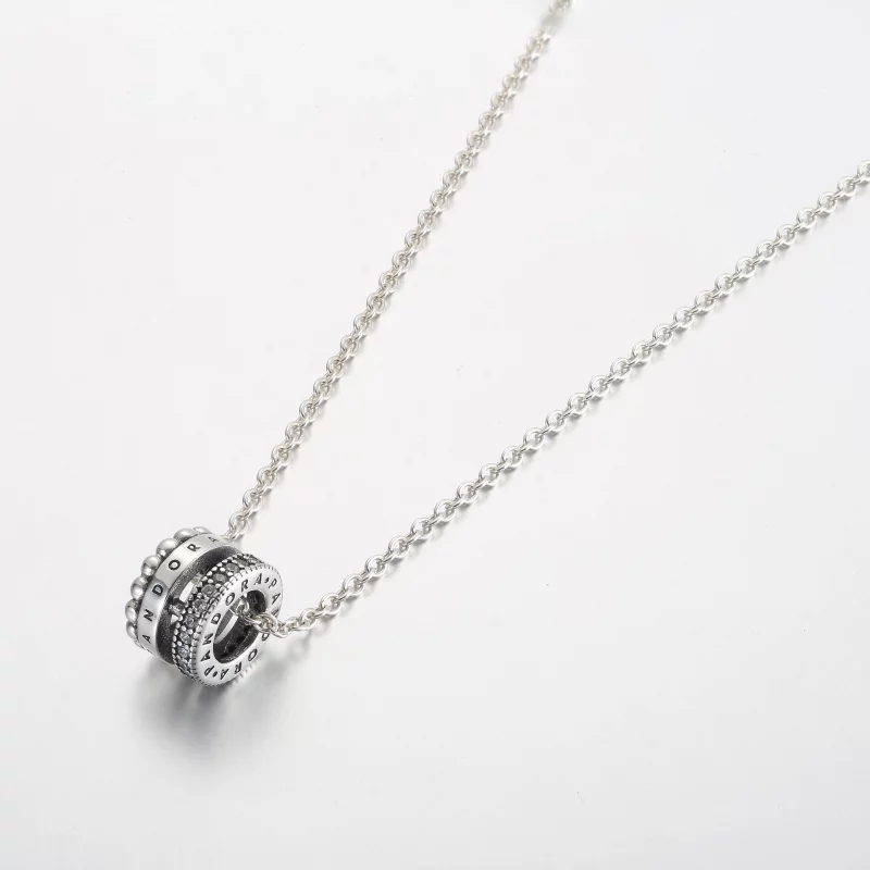 (תמונה ל-) לוגו חתימת פנדורה Pavé & Beads תליון ושרשרת - 392311C01 - הצג 2
