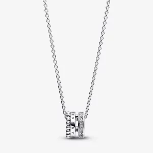 (תמונה ל-) לוגו חתימת פנדורה Pavé & Beads תליון ושרשרת - 392311C01