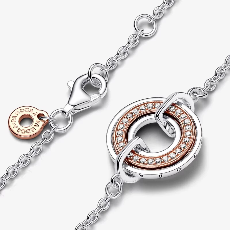 (תמונה ל-) Pandora Signature Two דו-גוני לוגו וצמיד שרשרת Pavé - 582741C01 - הצג 2