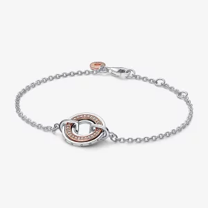 (תמונה ל-) Pandora Signature Two דו-גוני לוגו וצמיד שרשרת Pavé - 582741C01