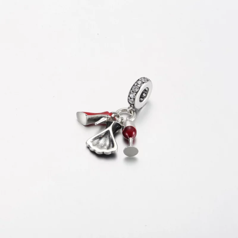 (תמונה ל-) PANDORA זכוכית יין תליון שמלה שחורה קטנה לנעלי עקב - PD-3785 - הצג 2