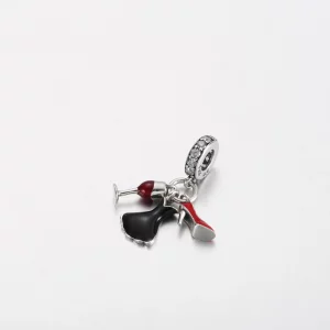 (תמונה ל-) PANDORA זכוכית יין תליון שמלה שחורה קטנה לנעלי עקב - PD-3785