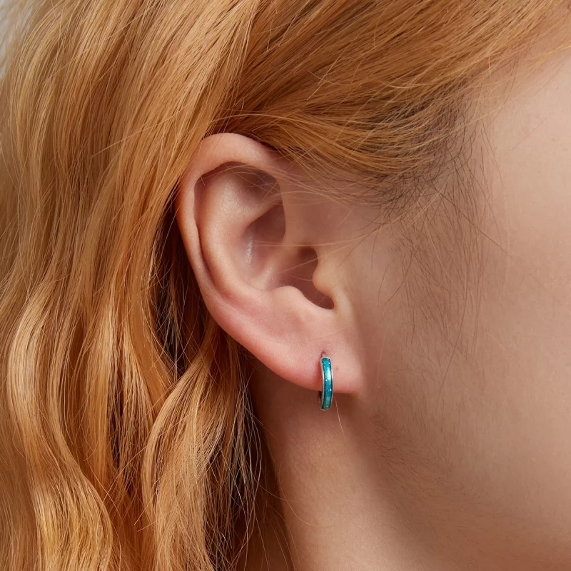 (תמונה ל-) עגילים פשוטים בסגנון PANDORA - BSE603 - הצג 5