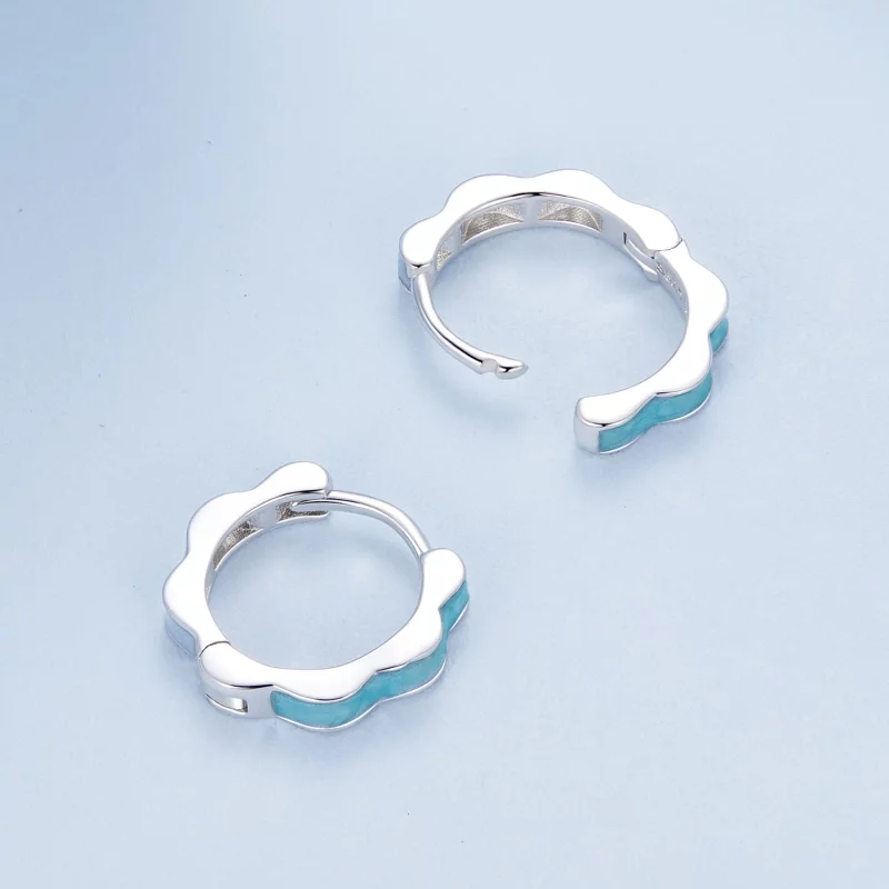 (תמונה ל-) עגילים בצורת פרח כחול בסגנון PANDORA - BSE955 - הצג 4